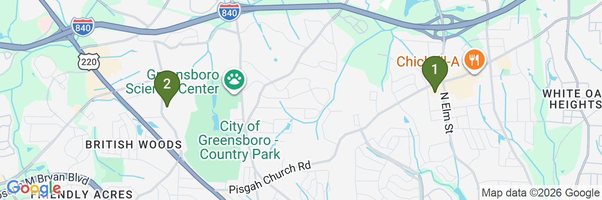 Map showing facility locations
